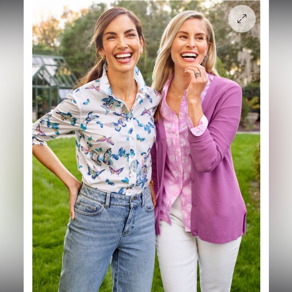 Talbots COTTON BUTTON FRONT SHIRT - TREE OF LIFE sz M - Picture 3 of 11